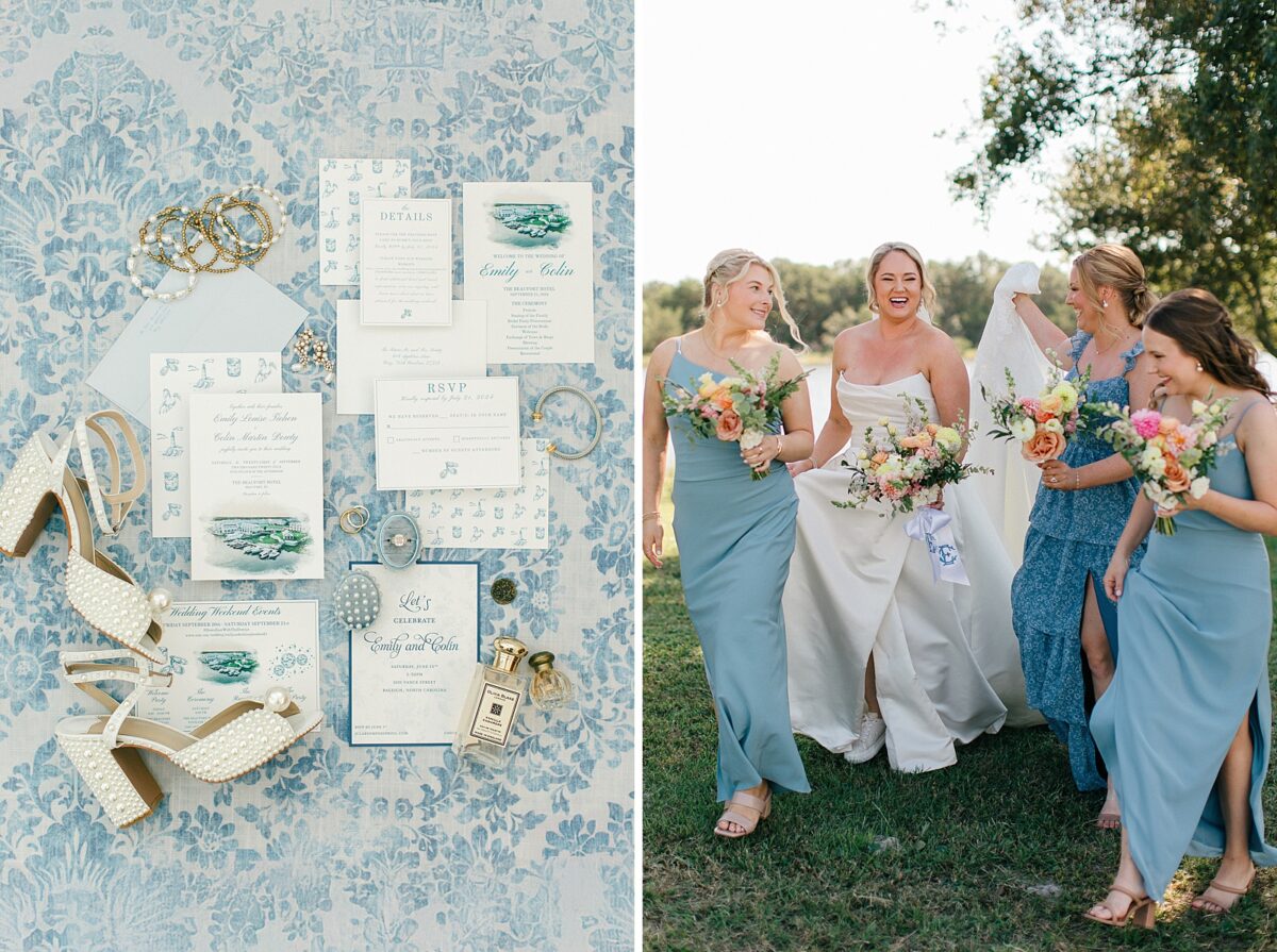 Blue and White Coastal Wedding in North Carolina 

