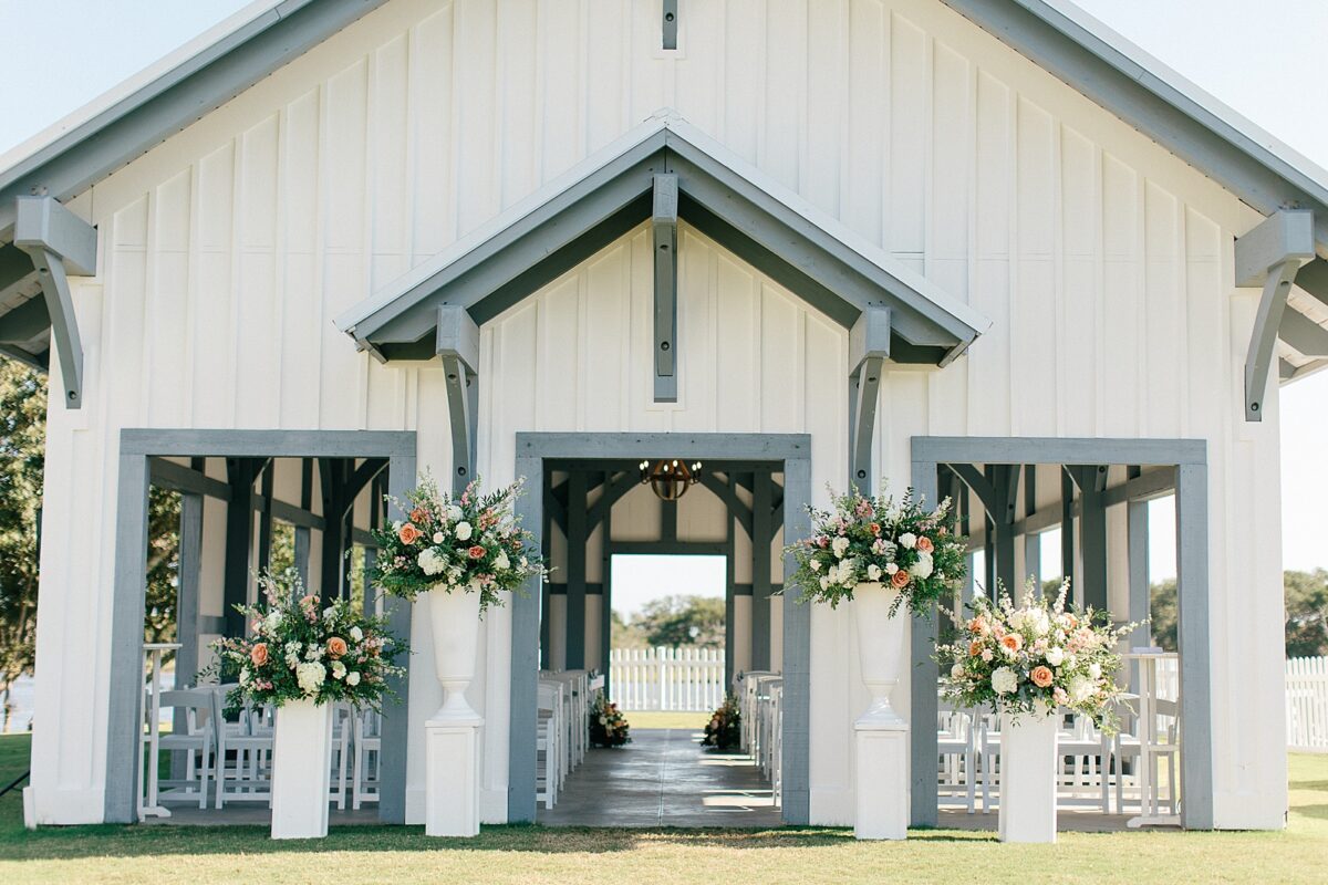 The Beaufort Hotel Wedding Venue. Summer Coastal Wedding Ceremony. Pastel florals. Blue and White wedding colors. 