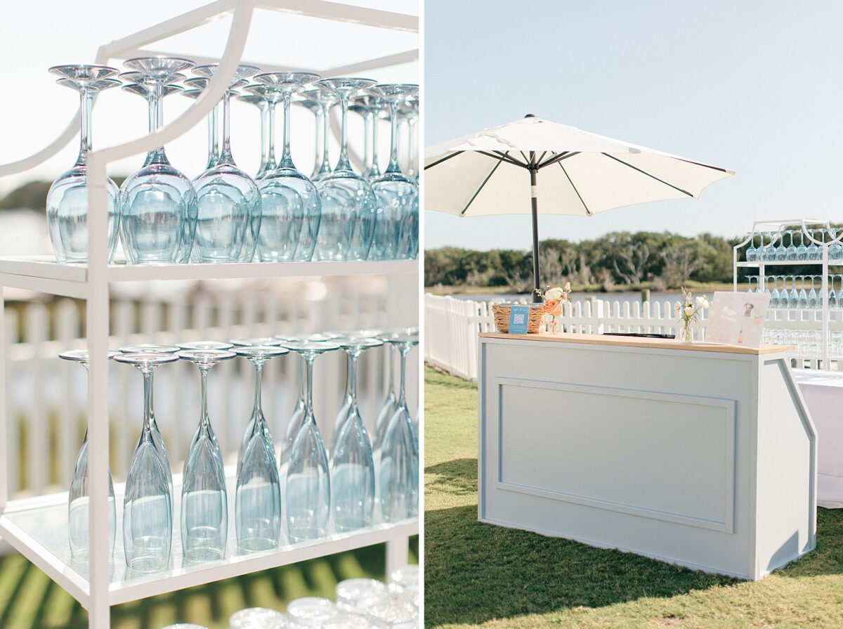 Cocktail bar setup at NC Wedding at The Beaufort Hotel 