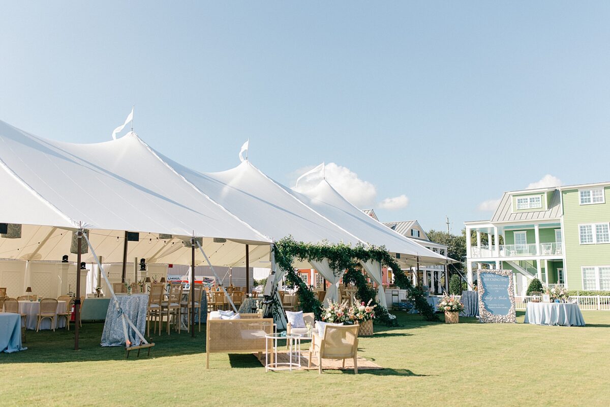 Sail cloth tent reception in Coastal Nc Town 