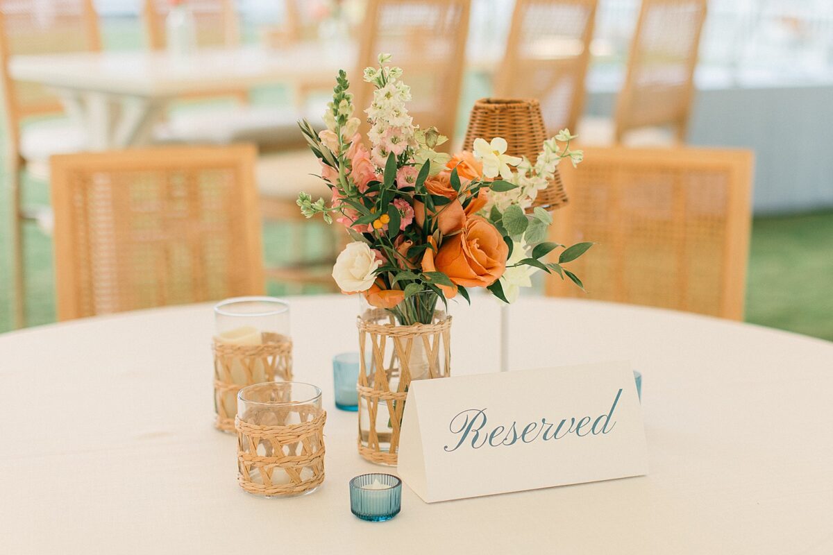 Wildflower floral centerpiece at a wedding reception in NC 