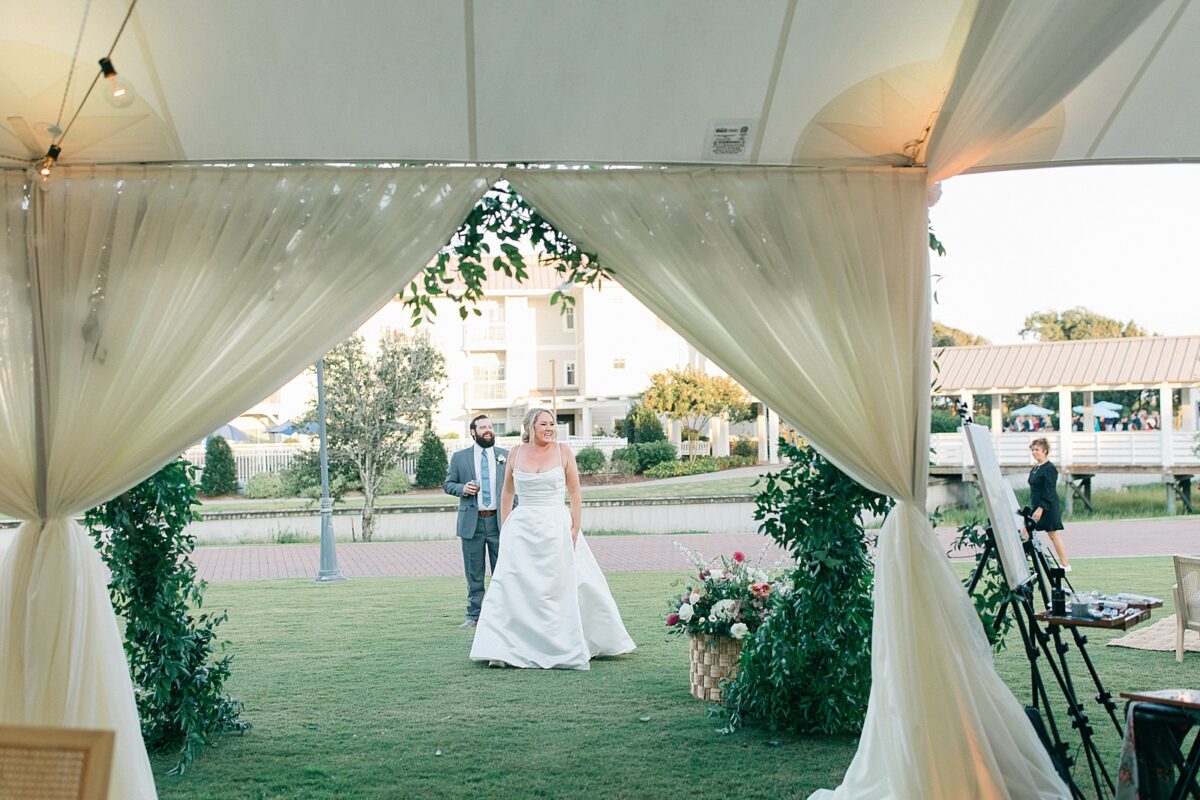 First reveal of a Coastal NC wedding reception 