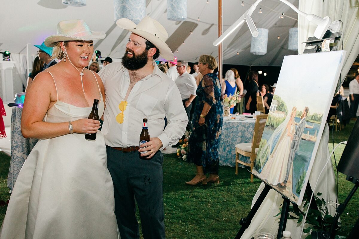 Live painting at a coastal NC wedding 