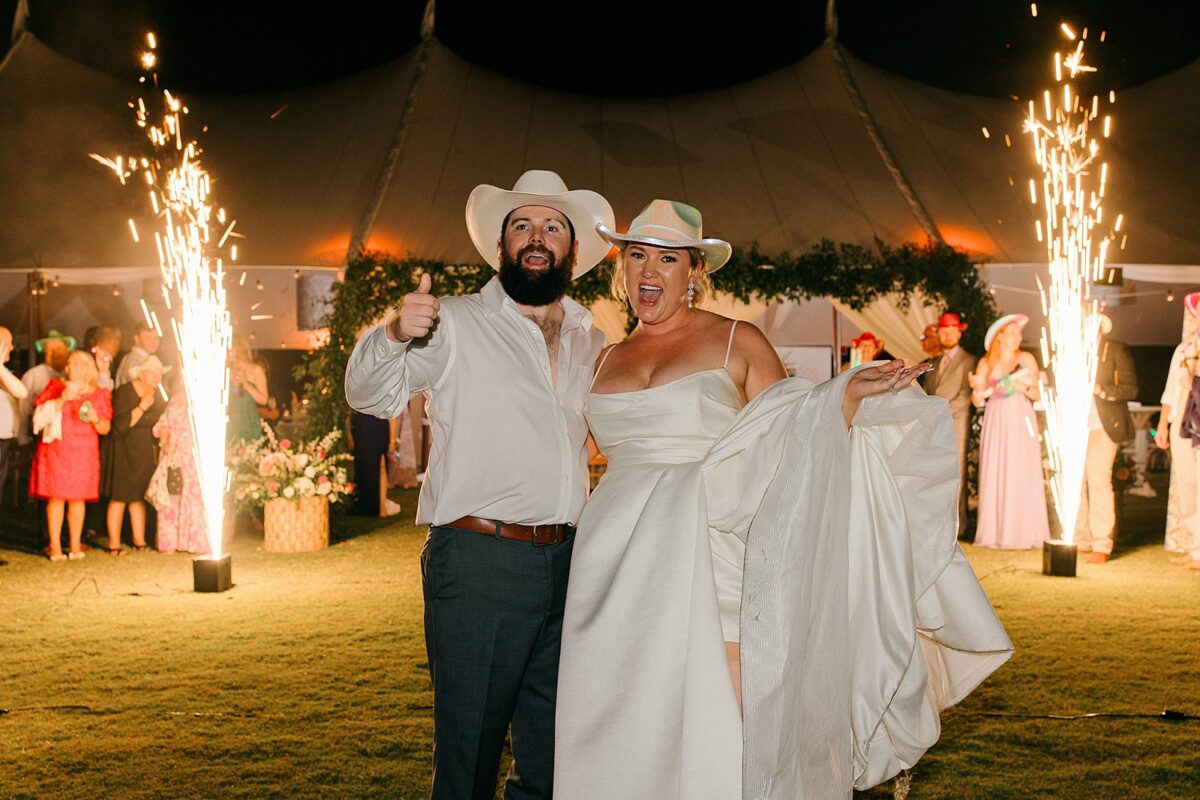 Sparkler and cold sparks exit for a North Carolina Wedding 