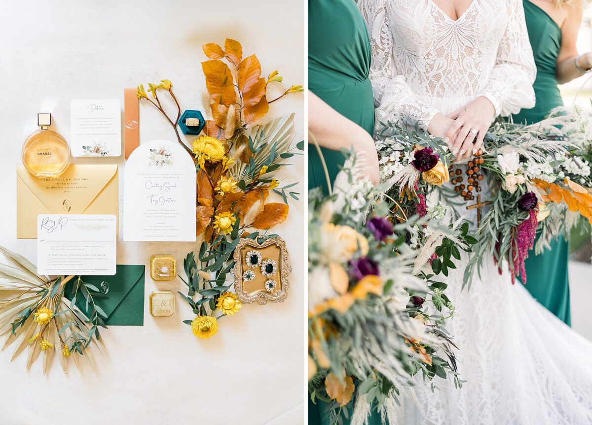 Emerald, Sunset Orange, Boho wedding, Brittanie Raquel Events 
