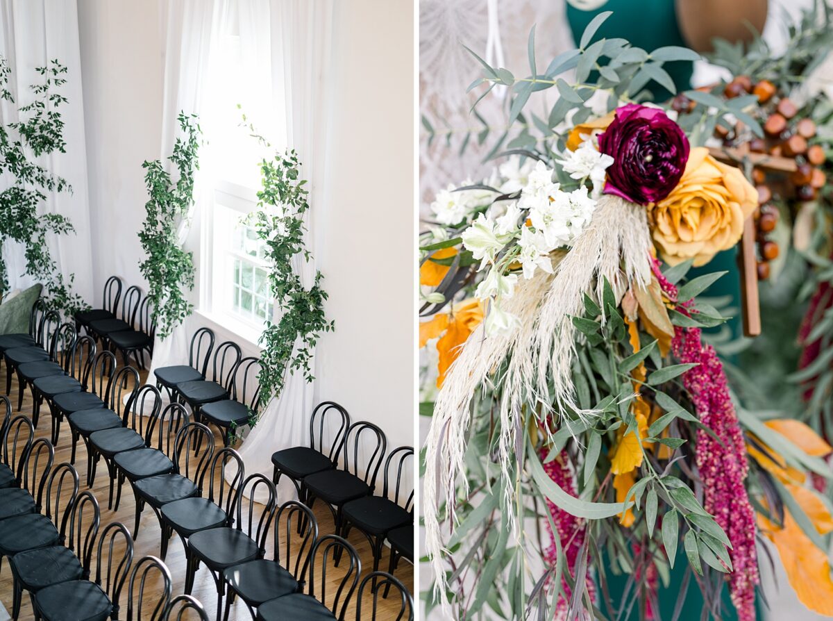 Ceremony space for fall wedding at Kindred Wedding and Events in Carolina Beach, NC. 