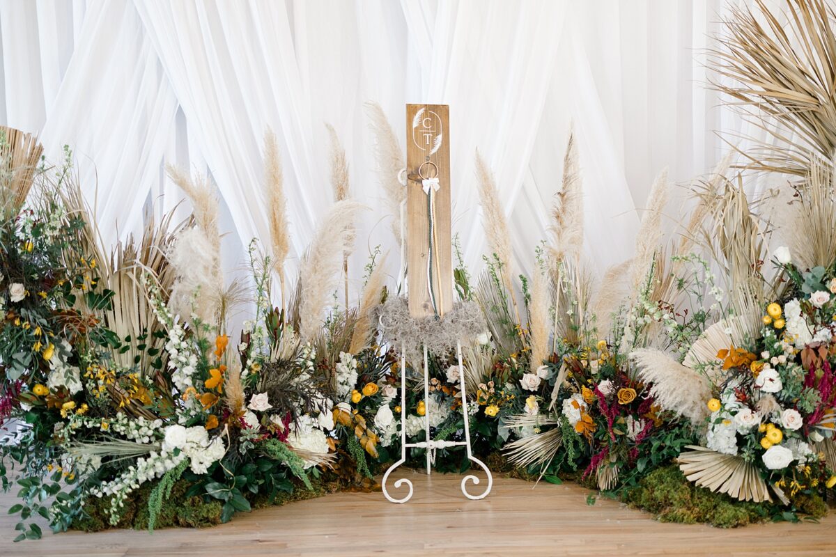 Fall meadow floral altar arrangement. Wedding planned by Brittanie Raquel events 