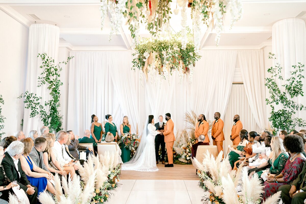 Orange and Emerald wedding at Kindred Wedding and Events in Carolina Beach, NC