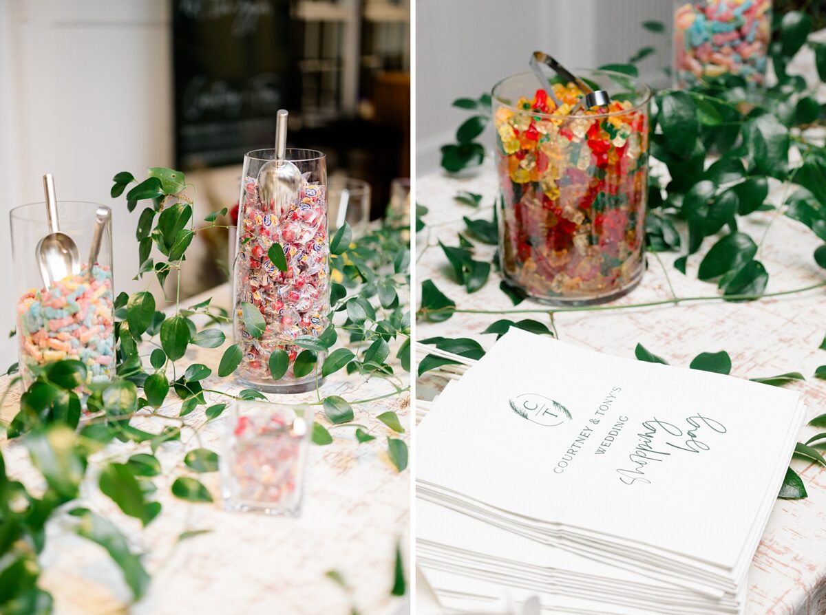 Candy and Dessert table at Kindred Wedding and Event Venue. Wedding by Brittanie Raquel Events. 