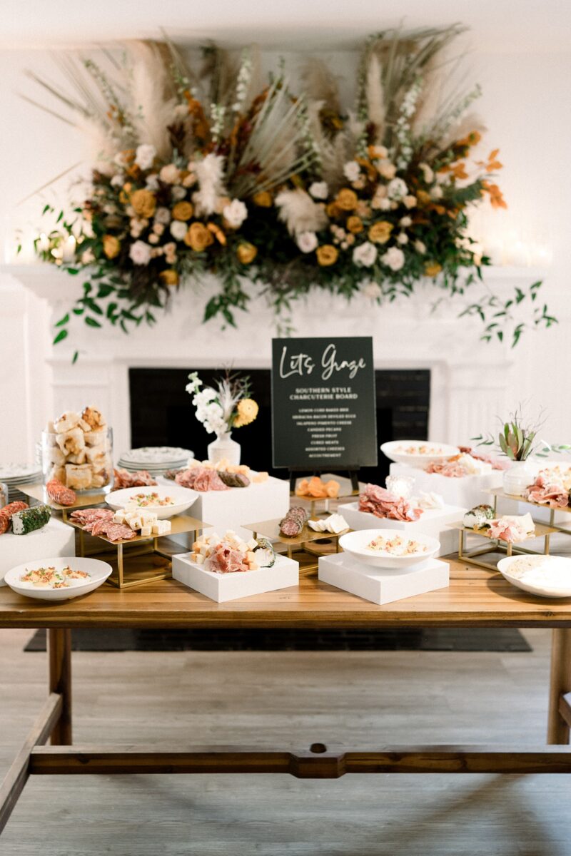 Southern Style Grazing Board at fall wedding reception by Brittanie Raquel Events. 