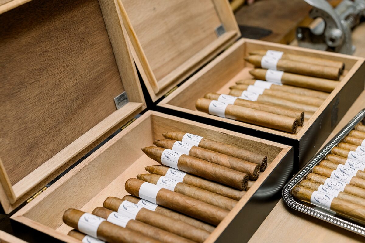 Custom cigar roller and wraps for fall wedding near Wilmington, NC. Planned by Brittanie Raquel Events. 