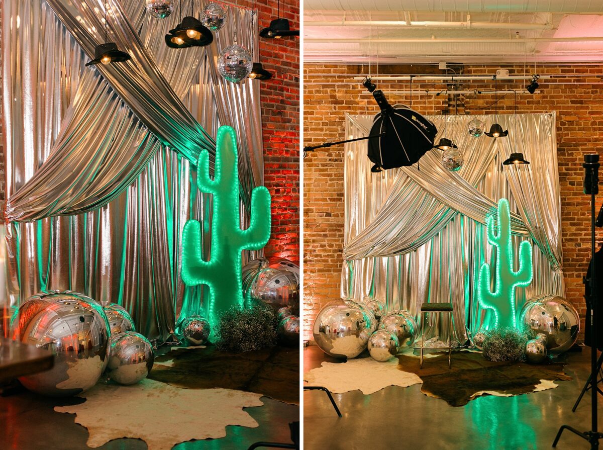 Studio quality pop-up photo booth at Brittanie Raquel Events' Disco Rodeo hosted at The Elia in Downtown Wilmington, NC. 