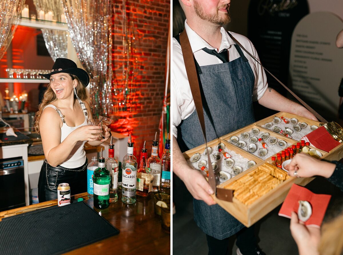 Oyster waiter for a western event at The Elia. 