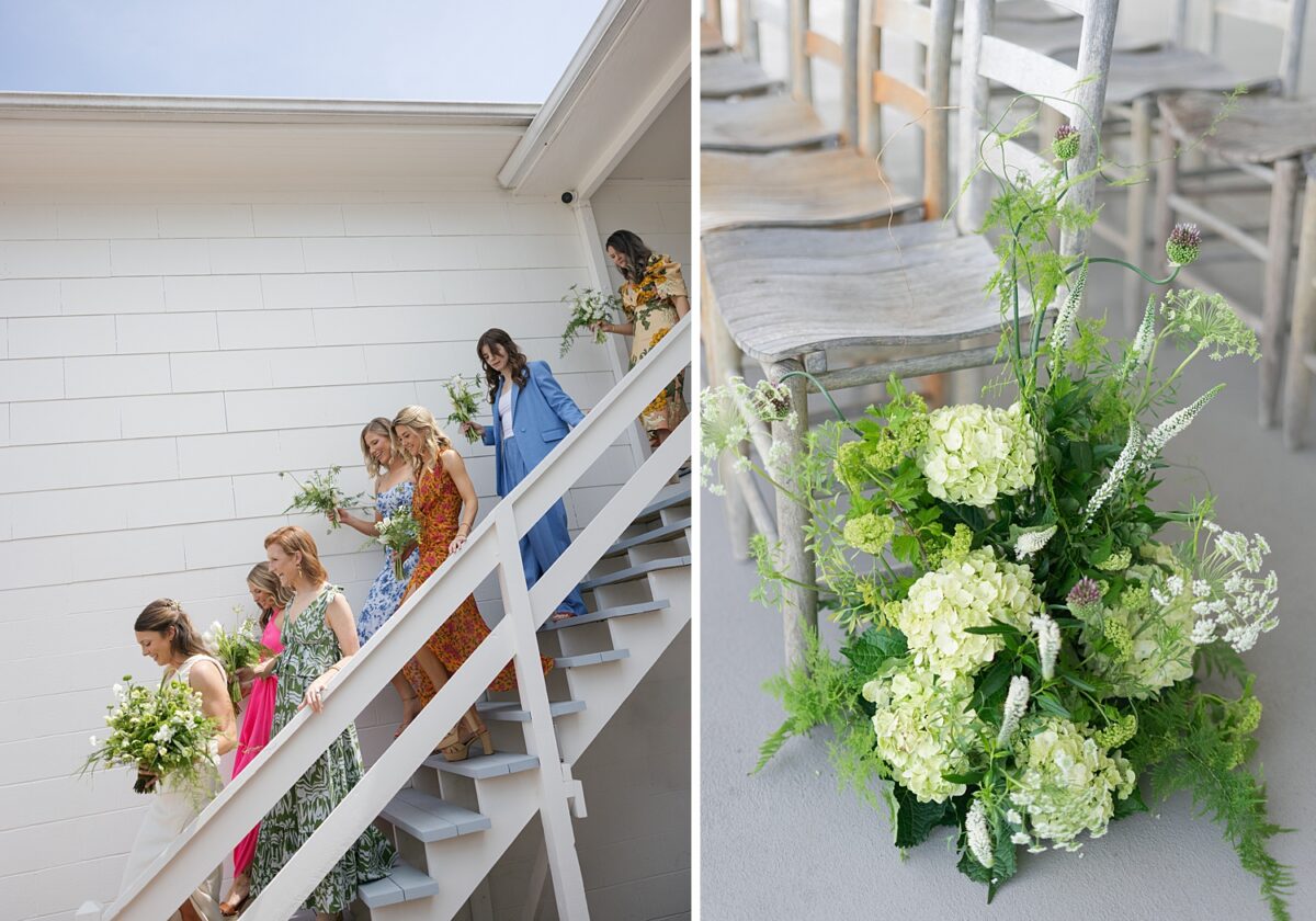 White and Green Wildflower Florals for a Summer Beach wedding. Florals by Mother of Wild. Design by Brittanie Raquel Events. 