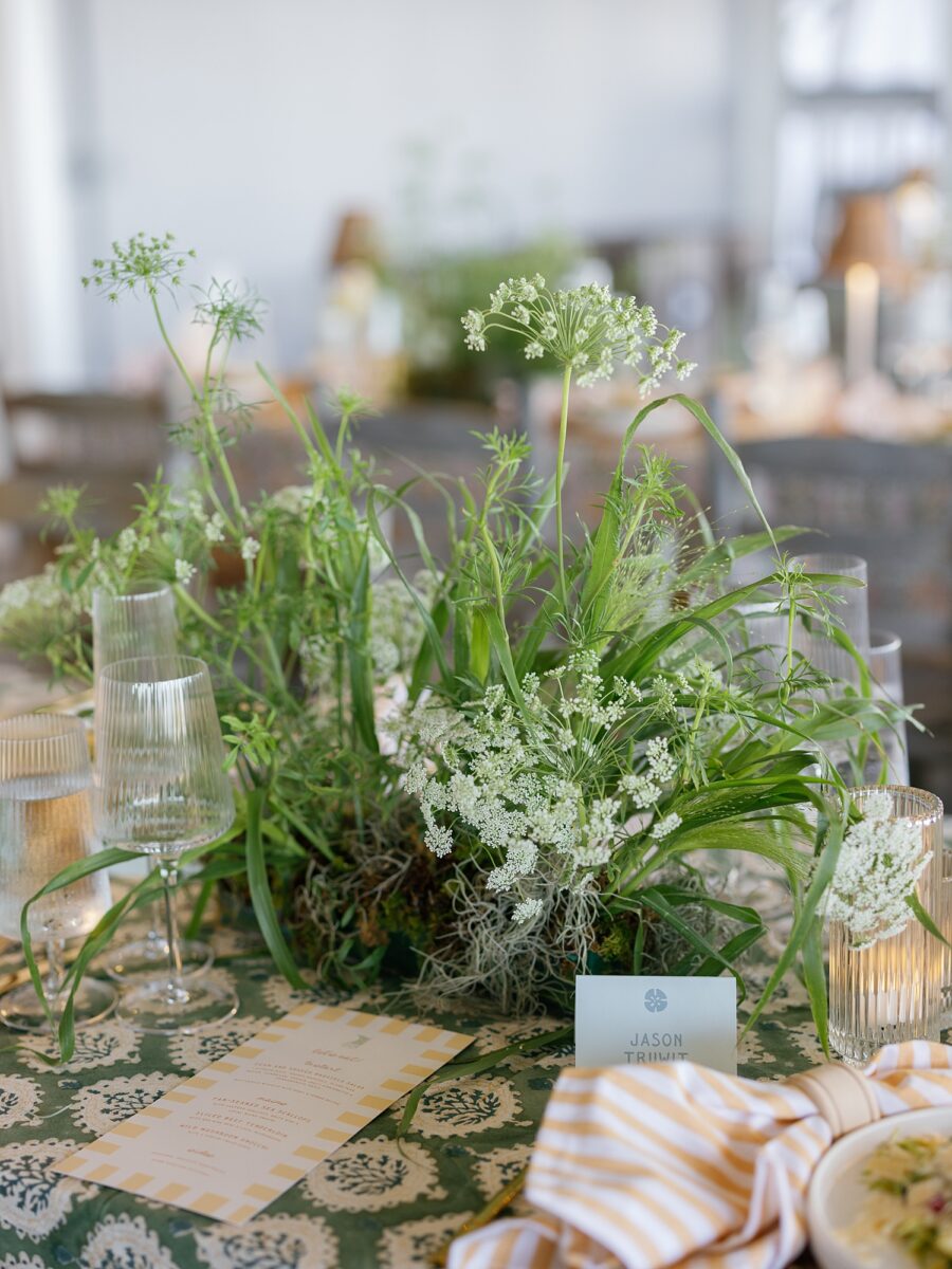 Chartreuse Wildflower Florals for a Summer Beach Wedding in North Carolina. Florals by Mother of Wild. Design by Brittanie Raquel.  