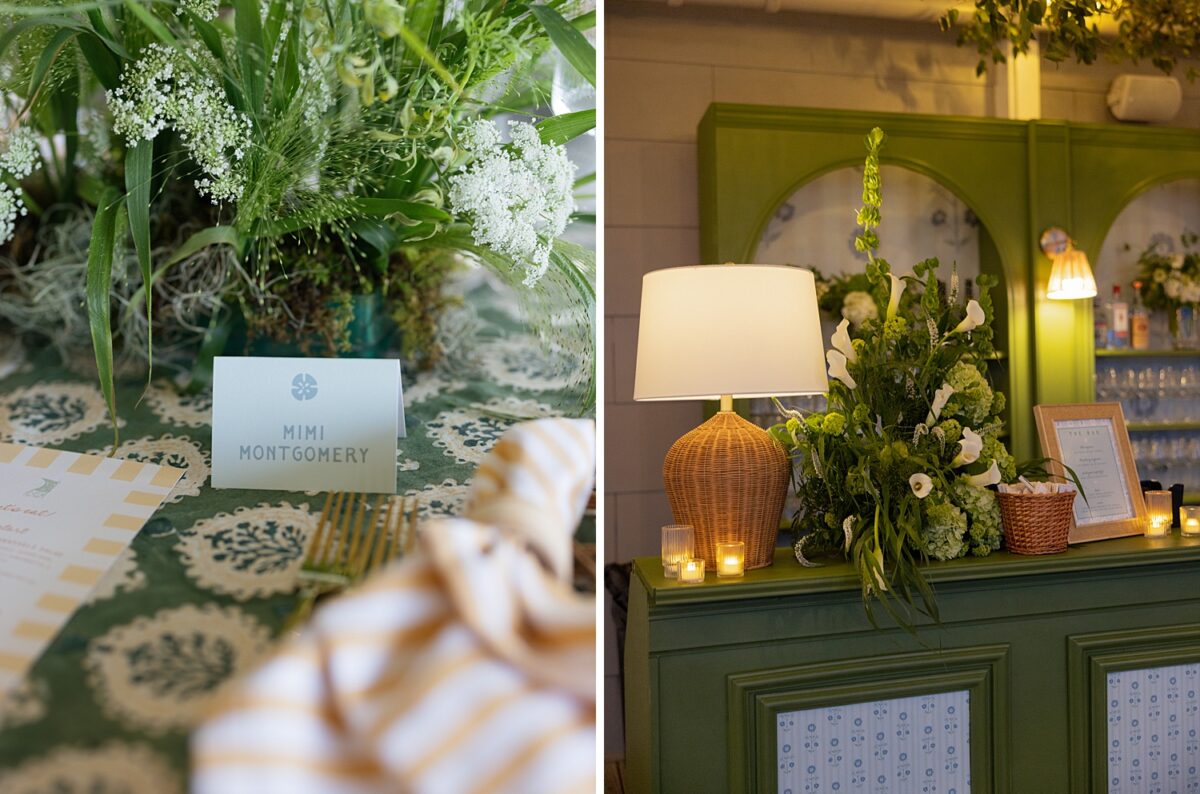 A Green and White Floral Wedding Reception at Wrightsville Beach, NC. Designed by Brittanie Raquel Events. 