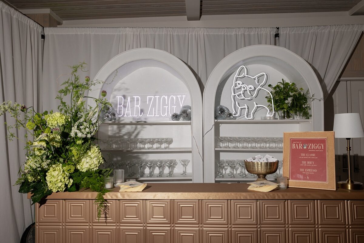 Custom Martini Bar for a beach wedding in Wilmington, NC. Design by Brittanie Raquel Events. 