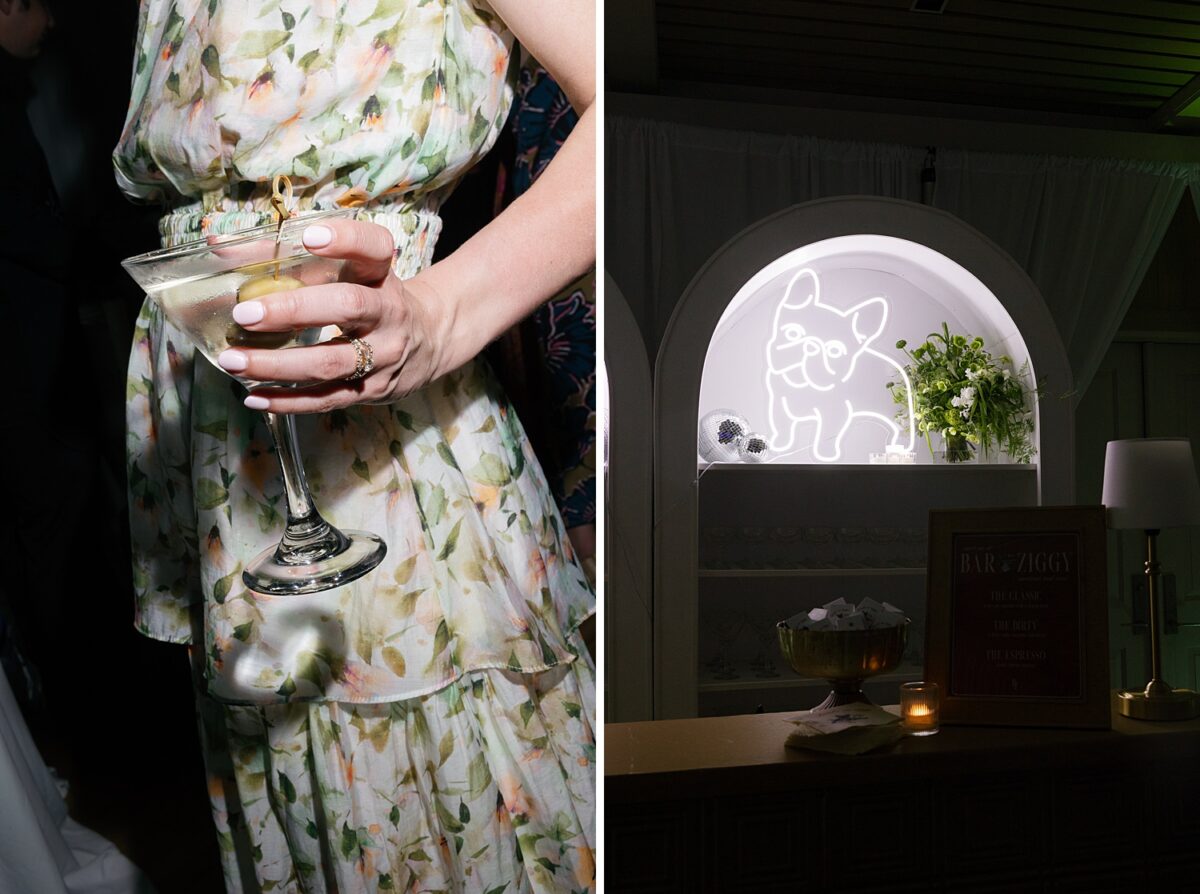 Martini Bar at a Coastal Wedding Reception in Wrightsville Beach, NC. Event by Brittanie Raquel. 