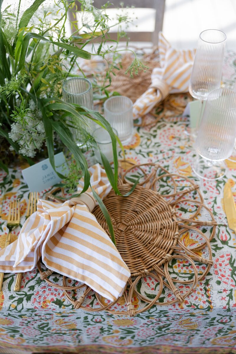 Floral and Patterned Italian Coastal Wedding Reception at the Carolina Yacht Club in Wrightsville Beach, NC. Event by Brittanie Raquel. 