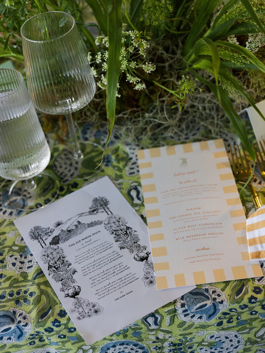 Pastel Menu Card and Poem Table Setting for a North Carolina Coast Wedding. Event by Brittanie Raquel. 